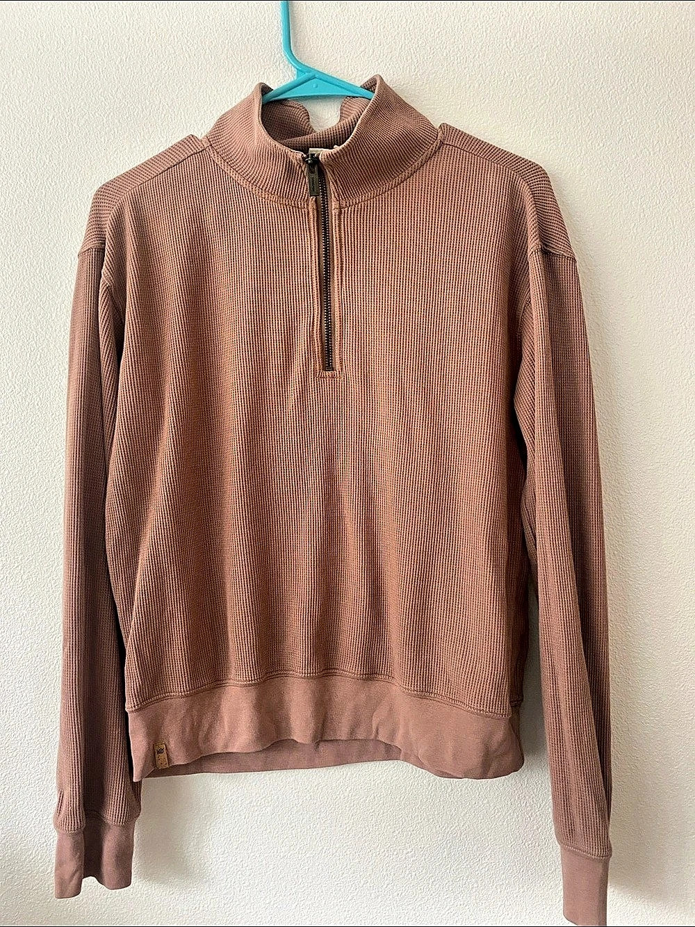 tentree TreeWaffle Half Zip waffle Pullover Tan XL